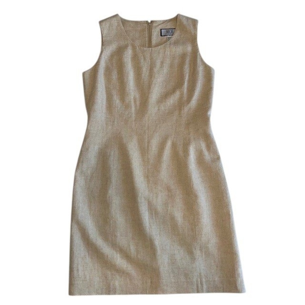 Bice Sag Harbor Dress 55% Linen Sleeveless Sheath Career Party Beige Dress Sz 8